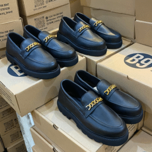 Men’s Classic Chunk Loafers – Gold Chain Edition